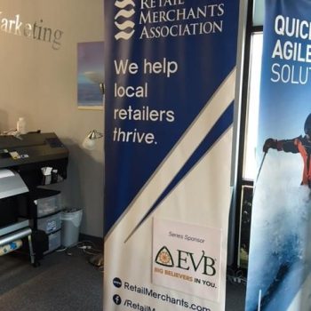retractable banner for retail merchants association