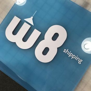 glass sign for w8 shipping