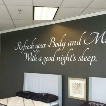 White wall decal phrase refresh your body and mind with a good nights sleep 