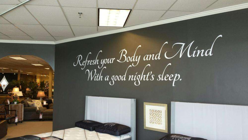 White wall decal phrase refresh your body and mind with a good nights sleep 