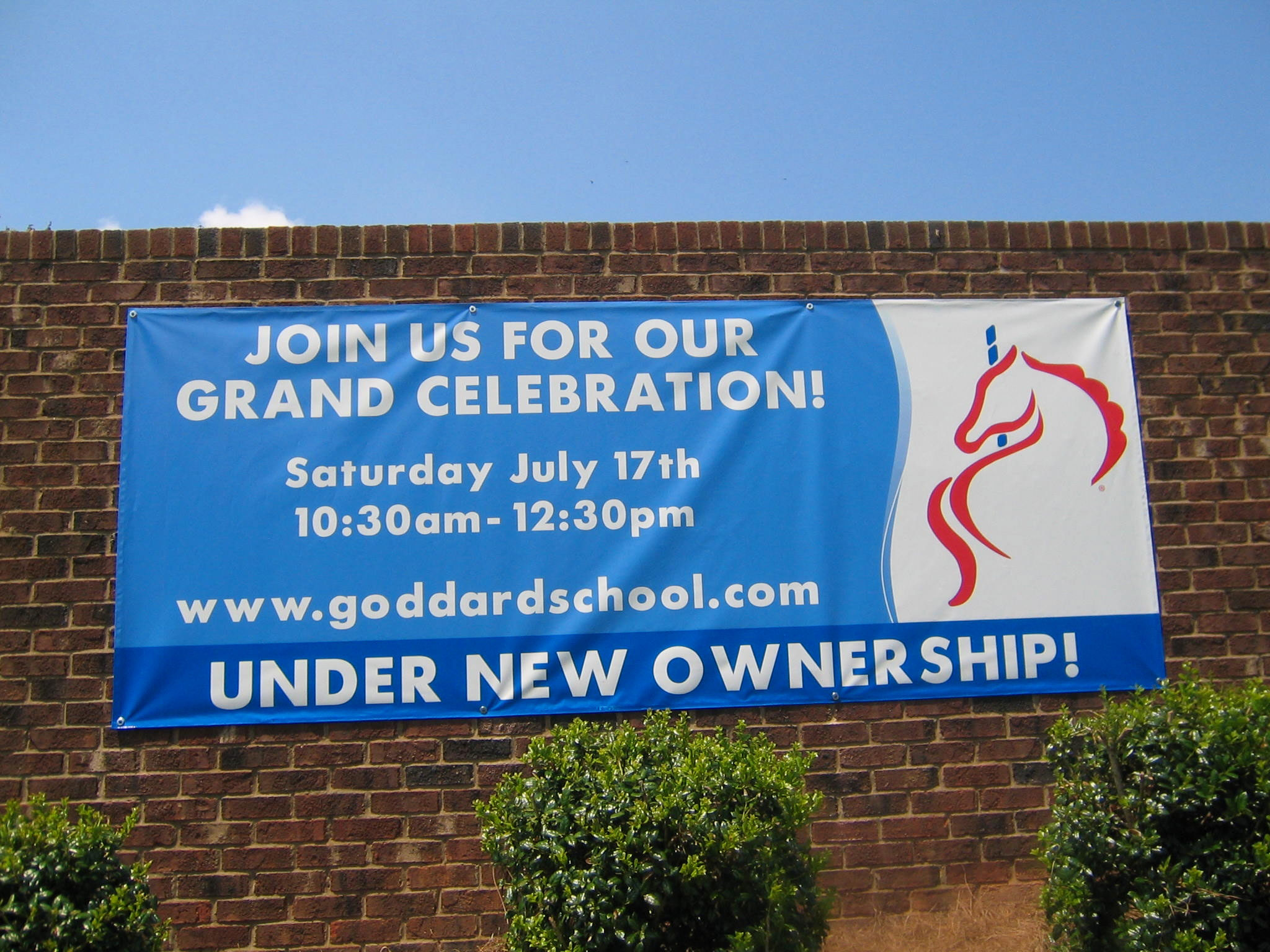 Goddard school grand celebration blue outdoor banner