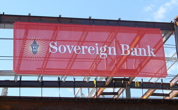 Sovereign bank outdoor banner with logo