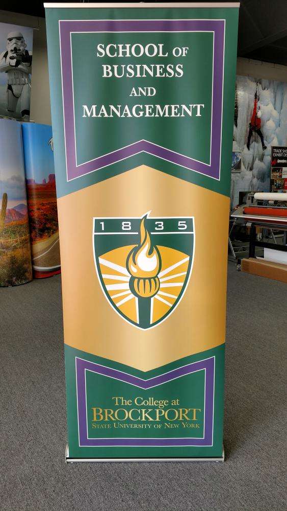 The College at Brockport School of Business and Management banner stand