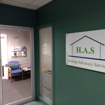 Indoor signage for Housing Advocacy Services