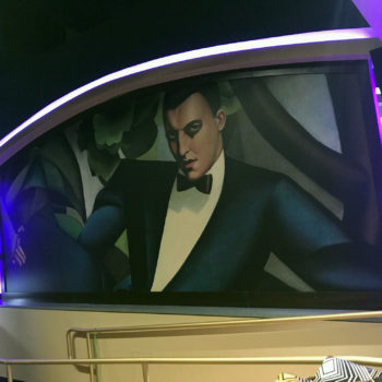 Batavia Downs casino wall mural of man in suit