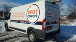 Vehicle wrap for Spot cowork white van