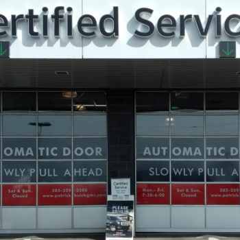 Patrick Buick certified service automatic garage window graphics 