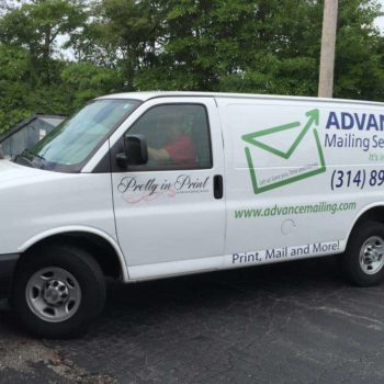Custom vehicle wrap for Advance Mailing Services