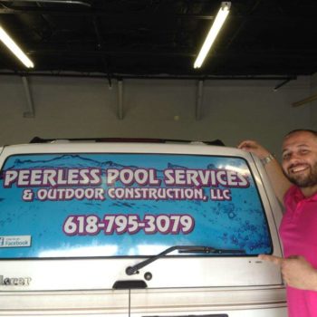 Peerless Pool Services custom window graphic