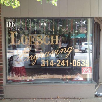 Custom window graphic for Loesch Engraving
