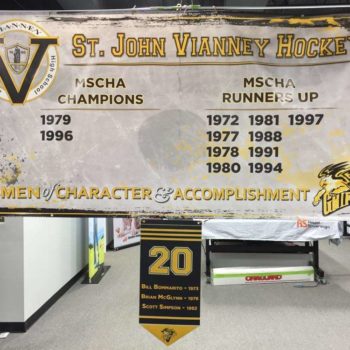 St. John Vianney Hockey championship banner 