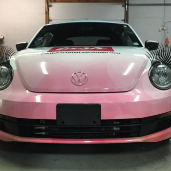 Pink vehicle wrap