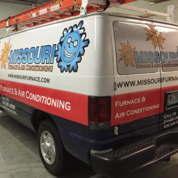 Newly applied vehicle wrap for Missouri Furnace & Air Conditioning 