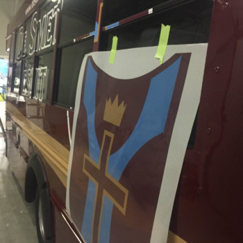 Custom vehicle wrap for Jesuit church 