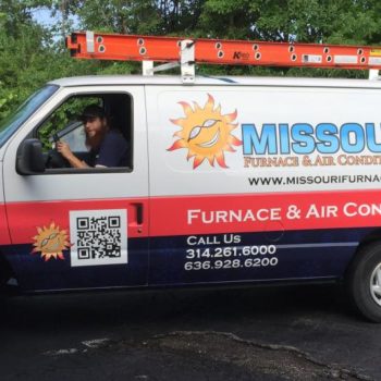 Missouri Furnance & Air Conditioning freshly applied custom fleet wrap 