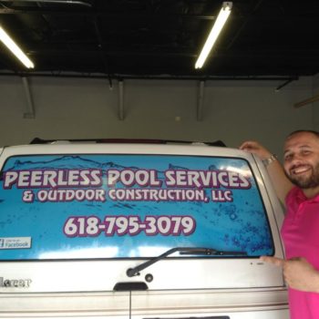 Peerless Pool Services & Outdoor Construction, LLC custom window decal 