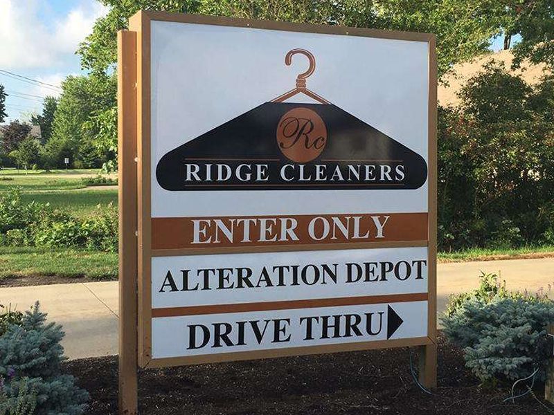 Ridge Cleaners drive thru directional signage