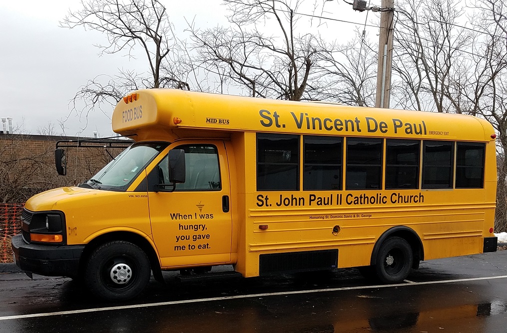 St. Vincent De Paul yellow school bus.