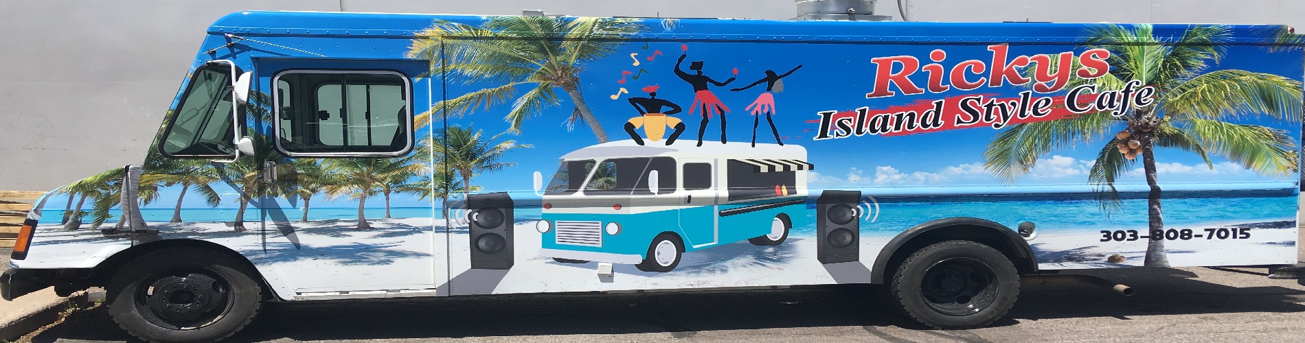 bus vehicle wrap for Ricky's Island Style Cafe