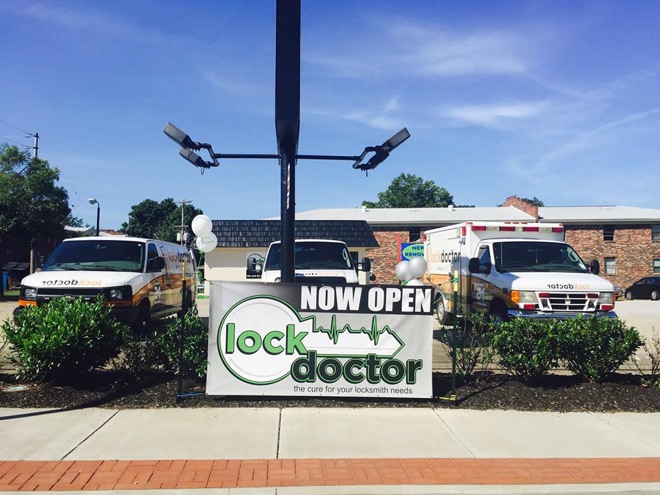 grand opening banner for Lock Doctor