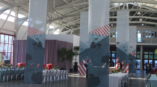 long mesh banners in event hall