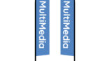 two blue flag signage for MultiMedia