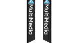 two thin black flag signage for MultiMedia