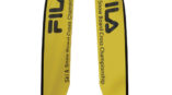 two yellow Fila feather banner