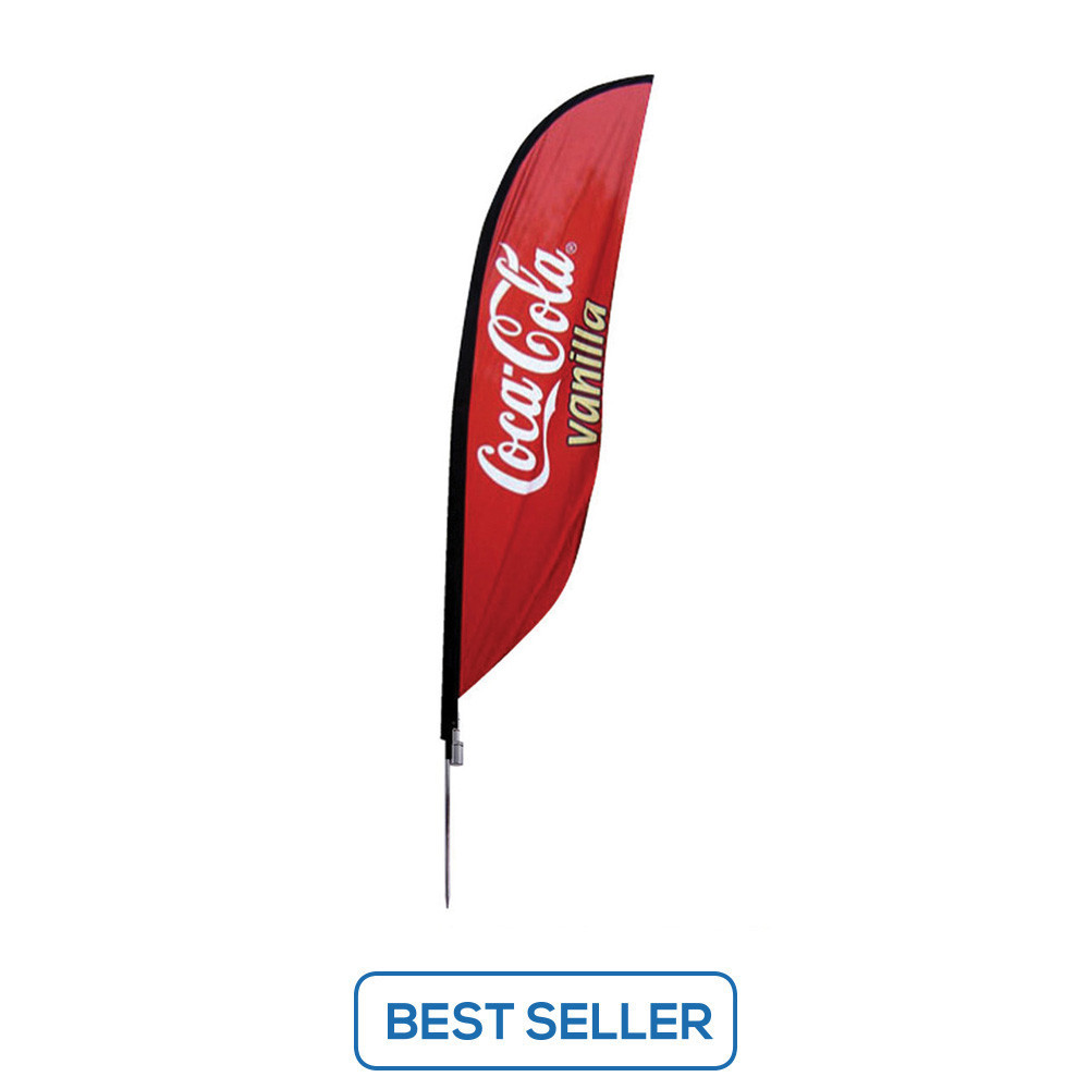 one red Coca Cola Vanilla feather banner