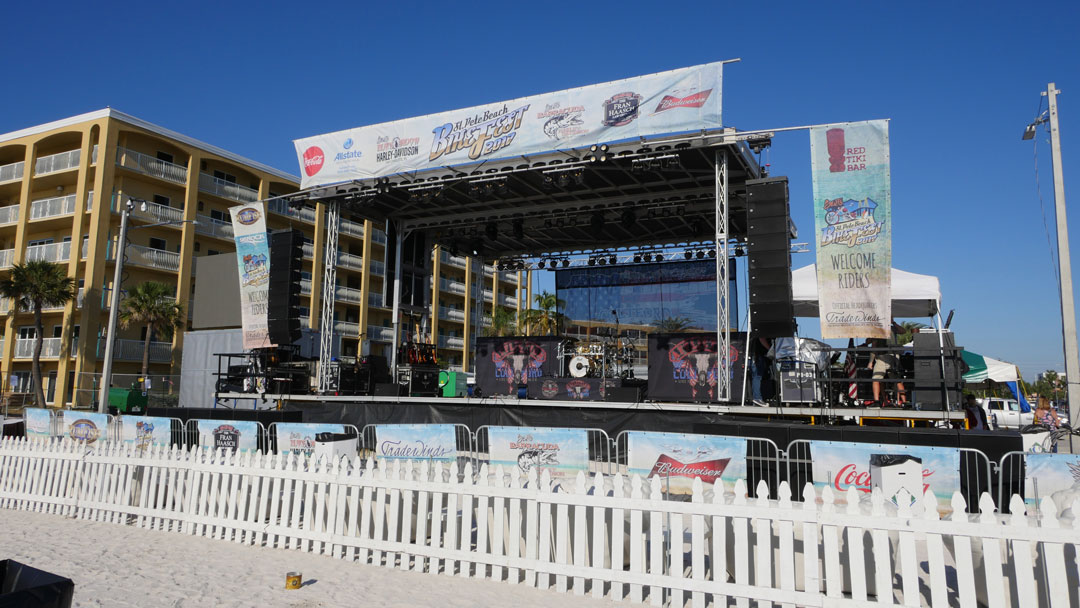 a concert stage on the beach