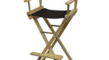 tall black directors chair with star radio decal