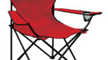 red lawn chair with softball wolves decal