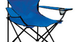 blue lawn chair with softball wolves decal