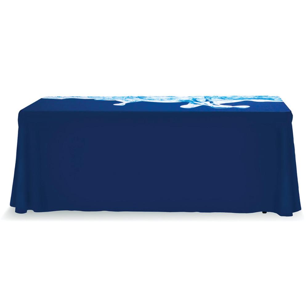 6ft 4-sided table throw rear view with custom graphic