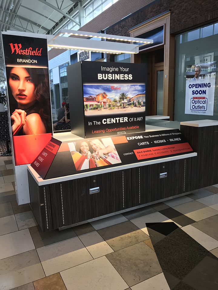 retailer booth in mall for Westfield Brandon