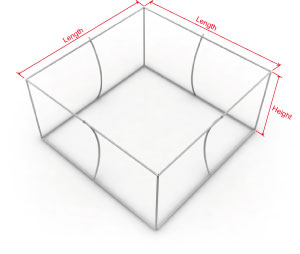square fabric structure measurements