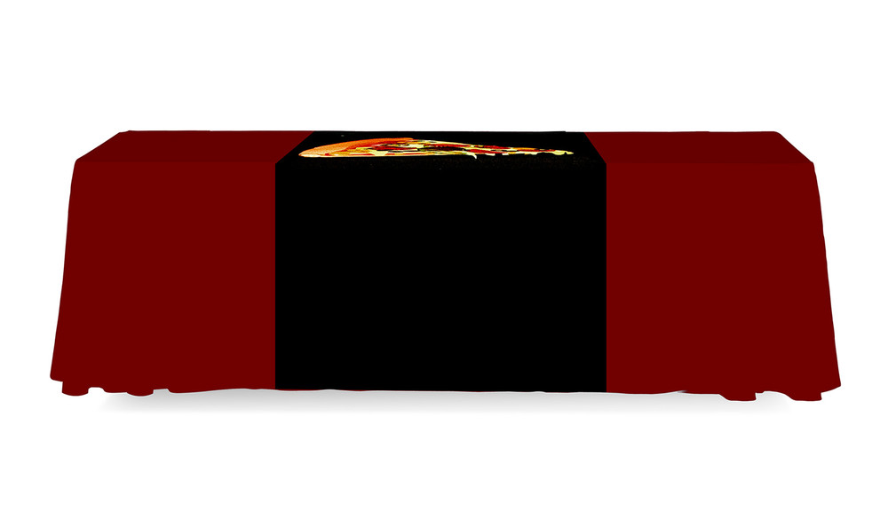 table display with 3ft fullback pizza graphic on top and front