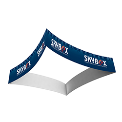 hanging curved square banner for SkyBox white inside 