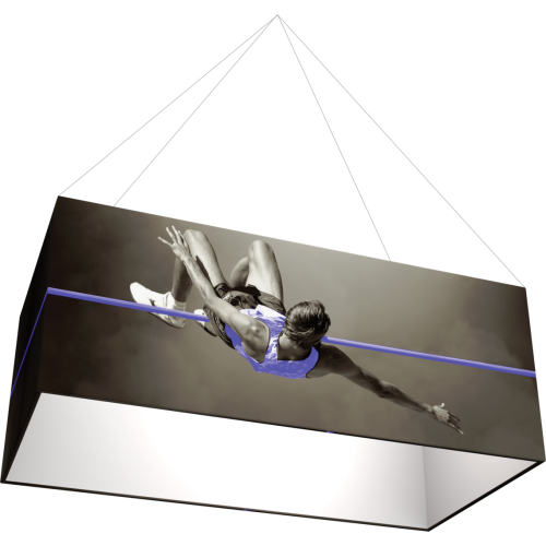 rectangular fabric hanging structure of man jumping over pole 