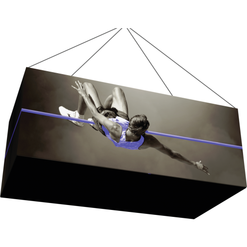 rectangular fabric hanging structure of man jumping over pole black inside 