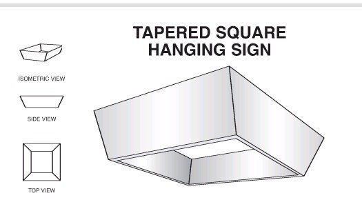 tapered square fabric structure measurements