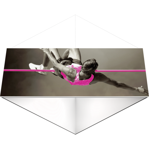 triangle fabric hanging structure of man jumping over pole white inside 