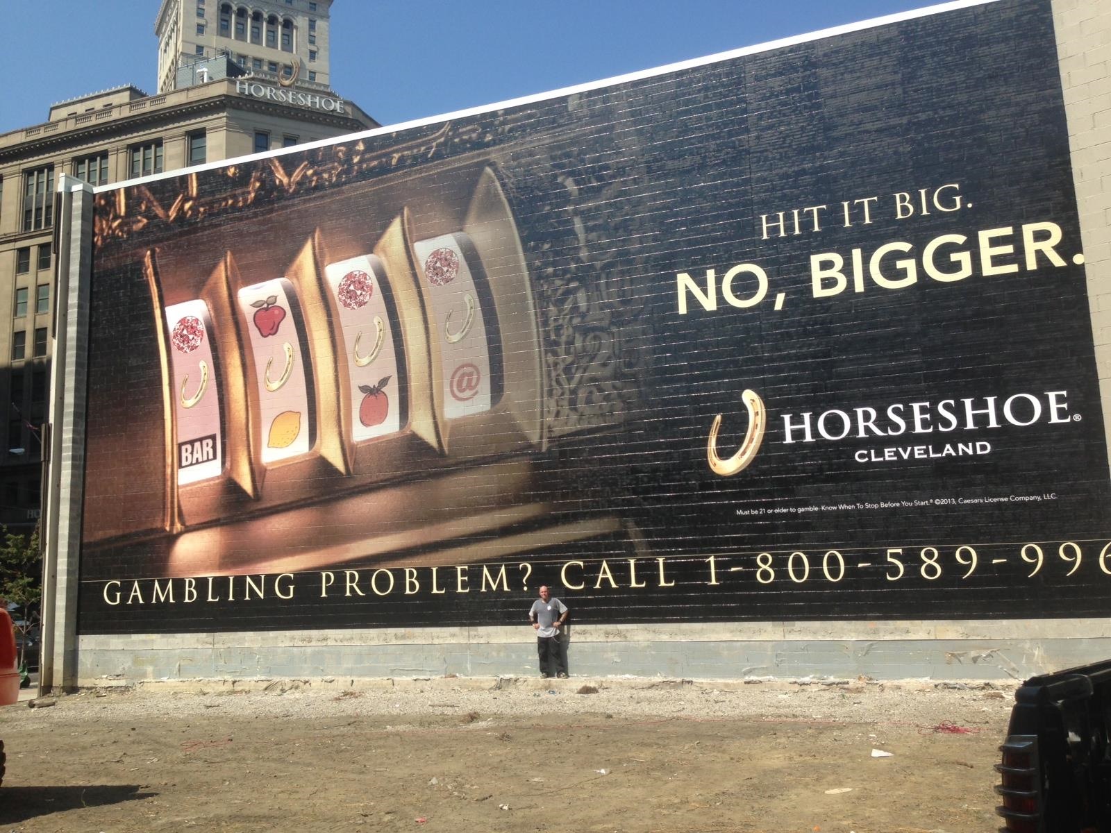 large outdoor wall mural for Horseshoe Cleveland.