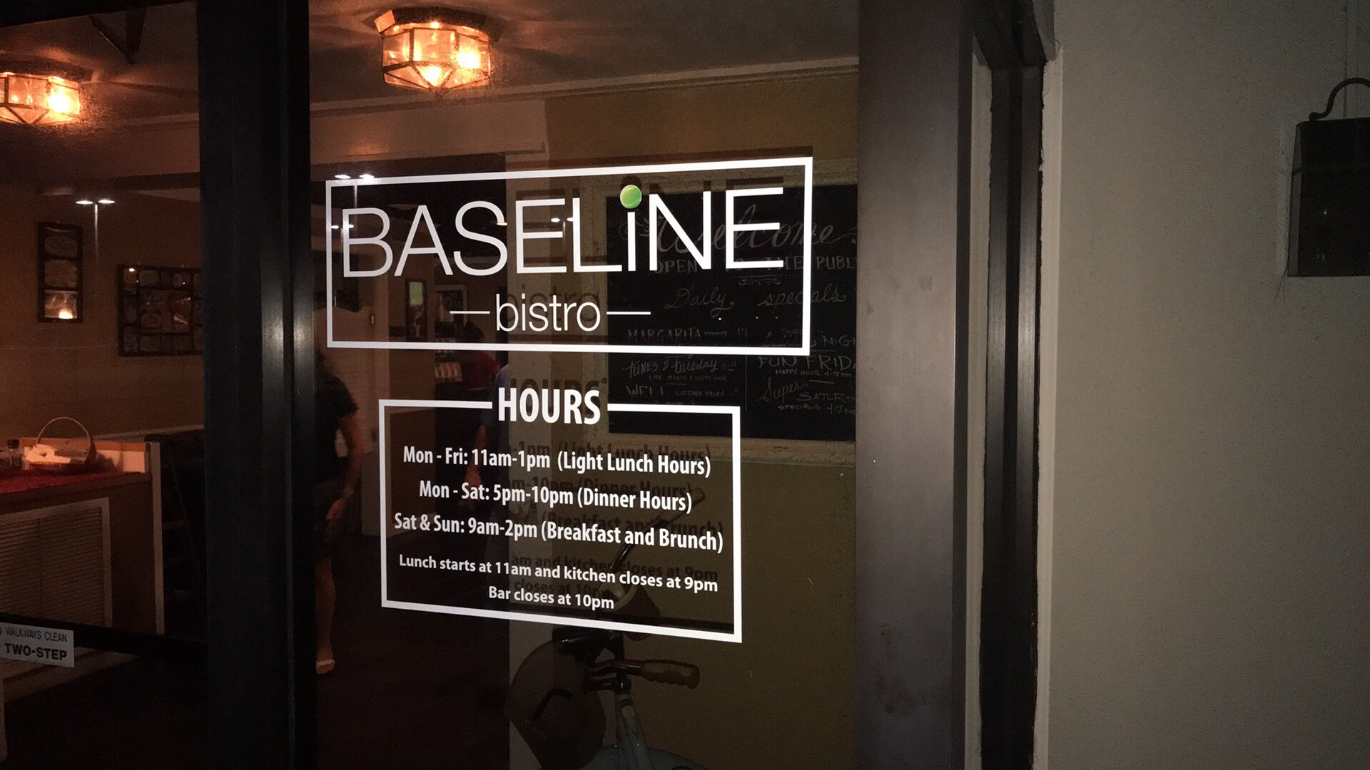 window decal for Baseline bistro