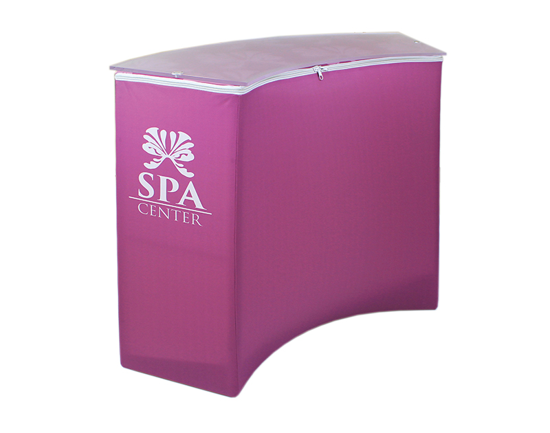 pink ez fabric curved counter for spa center