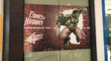 directional window mural for comics & hobbies with image of the Hulk