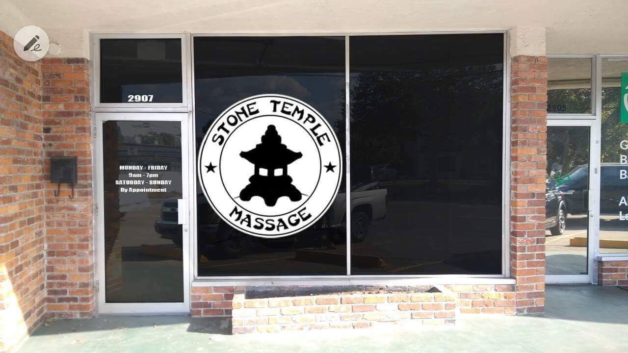 window graphic for stone temple massage