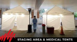 staging area and medical tents