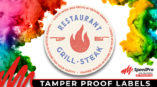 Tamper proof decals and labels for food delivery services and restaurants