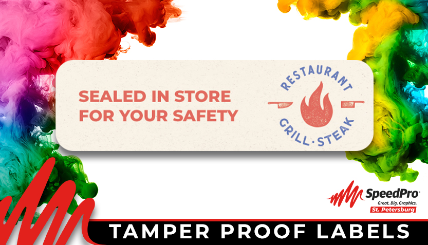 Tamper proof decals and labels for food delivery services and restaurants